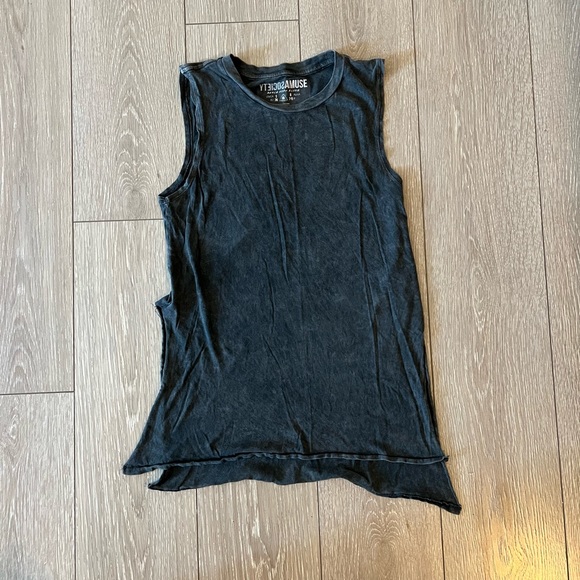 Amuse Society Tops - Amuse Society Grey Distressed Split Tank